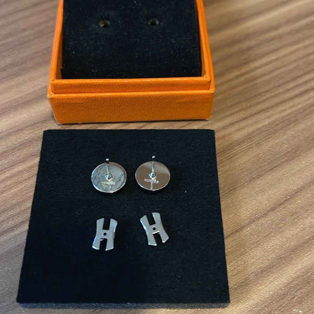 Hermes Turquoise Enamel Eclipse Studd Earrings - image 4